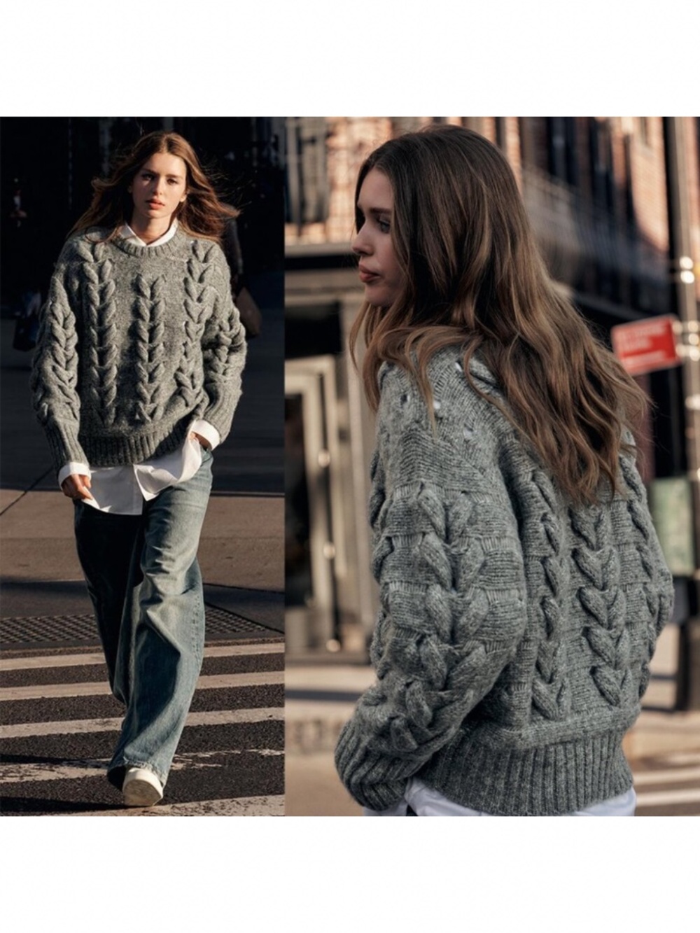Zara Cable Knit Chunky Sweater. Medium. Alpaca